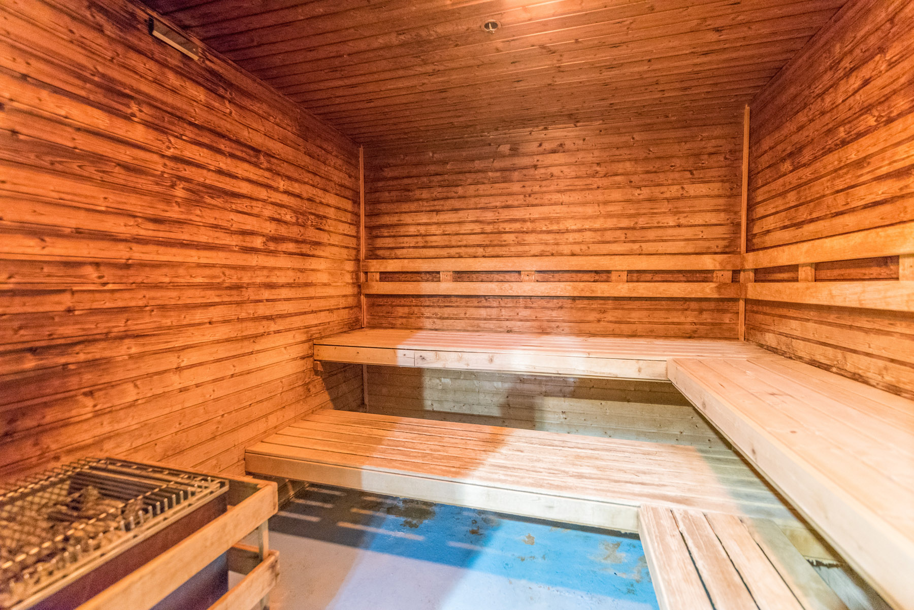 Wide-angle view of sauna
